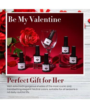 Modelones Red Gel Nail Polish Set - 6 Colors Candy Cane Glitter White Starter Kit - Sparkle Burgundy, Dark Rose, Champagne, Silver - Soak Off Nail Art Manicure DIY - 7 ML - Gifts for Women - Red Velvet, Red, White - Buy Online on GoSupps.com