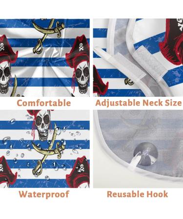 Pirate Skull Stripe Beard Bib Apron | Non-Stick Waterproof Hair Catcher for Men | Perfect Grooming Gift with Suction Cups - Buy Online on GoSupps.com