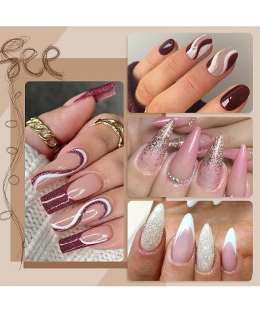 Rechoo 6Pcs Gel Nail Set Dark Red Nude & Glitter UV Gel Liner | Nail Art Colors for Stunning Designs | 8ml Gel Polish for Perfect Nail Art - Buy Online on GoSupps.com