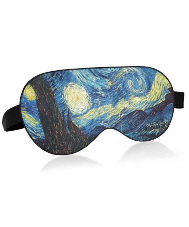 ALAZA Starry Night Sky Van Gogh Sleep Mask for Women Men Blackout Cooling Funny Eye Mask for Sleeping with Elastic Strip Multi 6