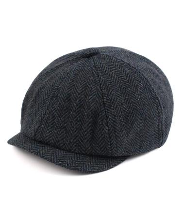 Pesaat Newsboy Caps for Toddler Boys Baby Kids Driver Cap Vintage Tweed Flat Pageboy Hats 2-5 Y 4-7 Years Navy
