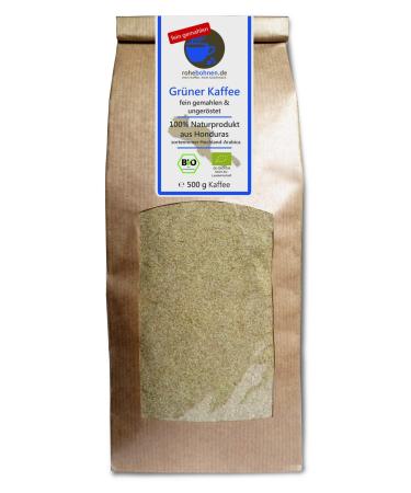 Rohebohnen Finely ground organic green coffee 500g (vegan green coffee for example for smoothies)