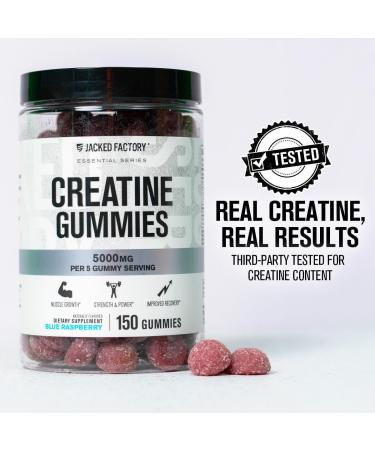 Jacked Factory Creatine Gummies 5g Daily Dose (1g per Gummy) - Creatine Gummy for Men and Women Vegan-Friendly Travel-Friendly Third-Party Tested - 150 Gummies Blue Raspberry Blue Raspberry 150 Gummies (Pack of 1) - Buy Online on GoSupps.com