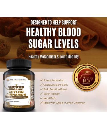 Certified Organic Ceylon Cinnamon 1000mg Tablets - Supports Healthy Blood Sugar, Antioxidant, Joint & Anti-Inflammatory Benefits - 60 Count - Buy Online on GoSupps.com