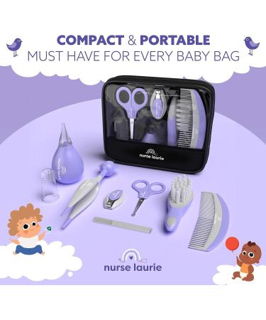 9-in-1 Baby Grooming Kit for Newborn Boys & Girls - Complete Infant Care Set with First Aid, Bath, Cradle Cap, Hygiene, Hair, Nail, Safety & Healthcare Essentials - Pediatric Nurse & Mom Designed - Purple - Buy Online on GoSupps.com