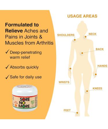 Sore No More Warm Relieving Gel for Aches & Pains associated with Arthritis & Simple Backaches, Absorbs Quickly with a Refreshing Orange Aroma, 4 oz Jar - Buy Online on GoSupps.com