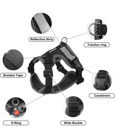 Adjustable Reflective Black XL Cat Harness and Leash Set - Escape Proof Vest for Cats and Dogs - Buy Online on GoSupps.com