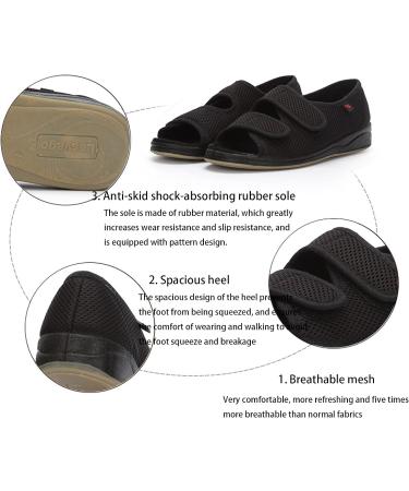 KXSM Diabetic Orthopedic Sandals - Adjustable Extra Wide Walking Shoes for Arthritis & Swollen Feet - Open Toe Design for Plantar Fasciitis Recovery - Size 37 Black - Buy Online on GoSupps.com