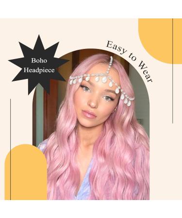 YAEISM Silver Head Chain Pearls Pendant Headpiece Sparkly Rhinestone Boho Headpiece Shiny Tassel Hair Chain Bridal Party Costume Hair Accessories for Women and Girls - Buy Online on GoSupps.com