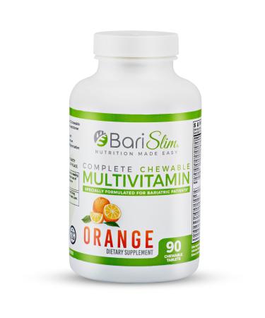 BariSlim Complete Chewable Bariatric Multivitamin Tablets - 45 mg of Iron - Bariatric Vitamin and Supplement for Post Bariatric Surgery Including Gastric Bypass and Sleeve | Orange