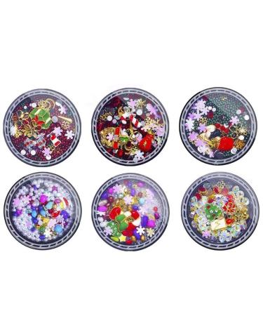 6 Boxes Christmas Nail Art Ornaments Metal Nail Studs Gem Nail Art Supplies 3d Diamonds Nail Art Christmas Nail Art Rhinestone Flower Nail Rhinestones Decorations Manicure