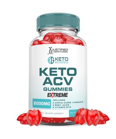 Justified Laboratories Keto Genesis Keto ACV Gummies Extreme 2000MG Keto Genesis Keto Gummies Advanced Formula Apple Cider Vinegar with Pomegranate Beet Juice Powder B12 Vegan Non GMO 60 Gummys 60 Count (Pack of 1)