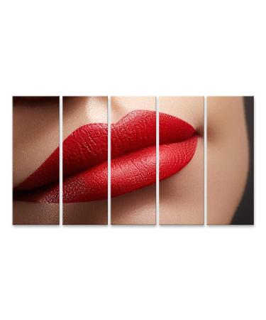 islandburner Image on Canvas Cosmetics Makeup Gloss Lipstick On Lips Closeup of Beautiful Female Mouth with Red and Pink Lipp Makeup Part Of Face Wall Living Room Home Office Bedroom Images GBEN-5Px