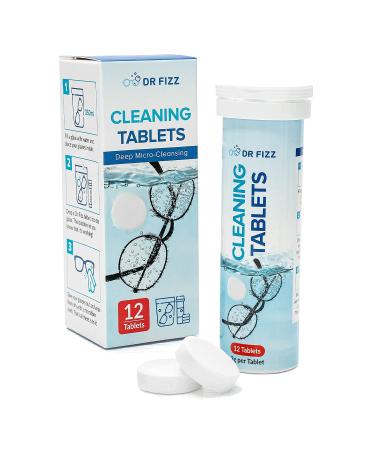DR FIZZ Glass Cleaning Tablets - 12 Pack Eye Glasses Cleaner Tablets | Eyeglass Cleaner For Prescription Glasses, Sunglasses, and More | Eyeglass Cleaning Solution Removes Dirt, Dust, and Smudges Pack 1