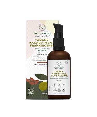 Juicy Chemistry - Certified Organic & 100% Face Wash w/ Natural Tamanu Kakadu Plum & Frankincense for Damaged & Pigmented Skin (100ml)