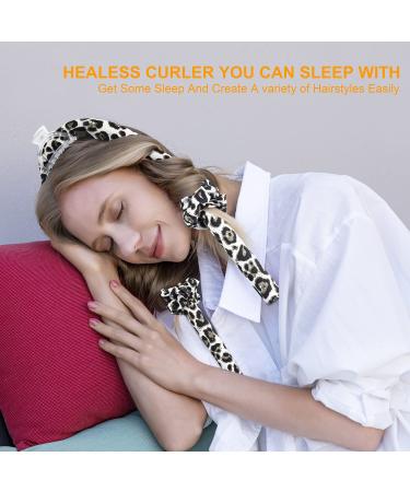 Corated Curls Headband - No Heat Curls for Long Hair | Satin DIY Hairstyling Set with Hair Ties & Clips - Black Leopard - Buy Online on GoSupps.com