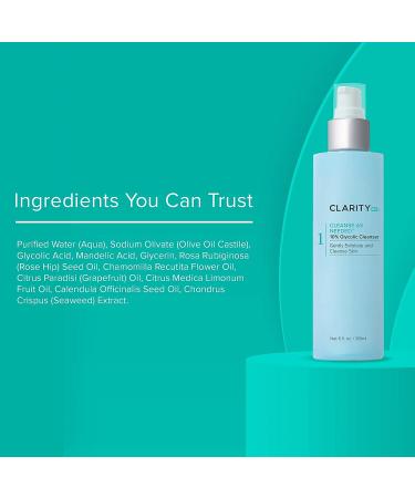 ClarityRx 10% Glycolic Acid Facial Cleanser - Plant Based Exfoliating Face Wash | 6 oz - Buy Online on GoSupps.com