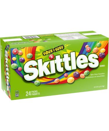 Skittles Tropical Bulk Box 11.34 Kilograms & Sour Chewy Candy Full Size Bag 51g per Pack 24 Count Bulk Box + Sugar Candy Green - Buy Online on GoSupps.com