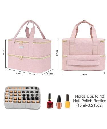 Nail Polish Organizer Double-Layer Storage Case for 40 Bottles (15ml/0.5 fl.oz) + Portable Nail Lamp Holder - Nail Tech Essential Carry Bag - Buy Online on GoSupps.com