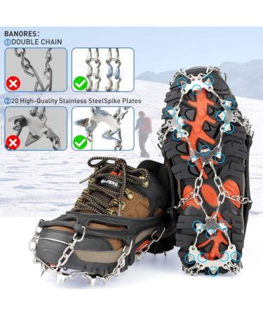 20-Spikes Traction Cleats for Ice and Snow - Ideal for Walking, Jogging, Climbing, Fishing, Hiking - Large Size - Buy Online on GoSupps.com