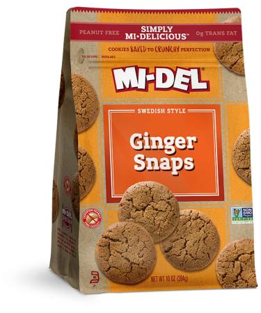 Mi-Del Ginger Snaps Cookies - Non GMO Certified, 0g Trans Fat Snacks On The Go (Pack of 8) Ginger Snaps 10 Ounce (Pack of 8)