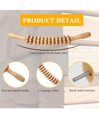 Wooden Fascia Roll & Massage Roller with Handle | Anti-Cellulite Device for Muscle Relaxation & Gua Sha | Beech Wood Body Shaping Tool - Buy Online on GoSupps.com