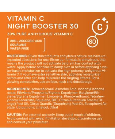 DCL Skincare Collagen Strengthening Vitamin C Night Booster - 30% L-Ascorbic Acid Clinically Proven Waterless Formula 1 Fl Oz - Shop Internationally - Buy Online on GoSupps.com