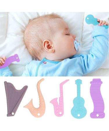 Shop 5pcs Silicone Teething Toys - Educational & Soft Food Safe Baby Kaubeißring - Buy Online on GoSupps.com