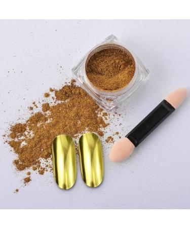 Black Mirror Powder Metallic Chrome Powder Set - Gold & Black Nail Art Glitter Pigment Dust with Sponge Applicators - Buy Online on GoSupps.com