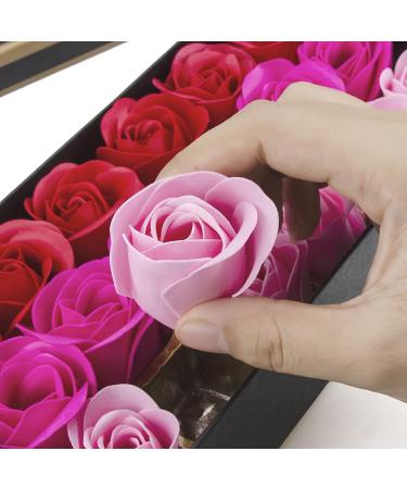 Rose Petal Bath Soap Gift Box - Floral Scented Soap for Valentine's Day, Anniversary, Birthday, Mothers Day - 18 Pcs Gradient Pink Roses - Gifts for Her - Buy Online on GoSupps.com
