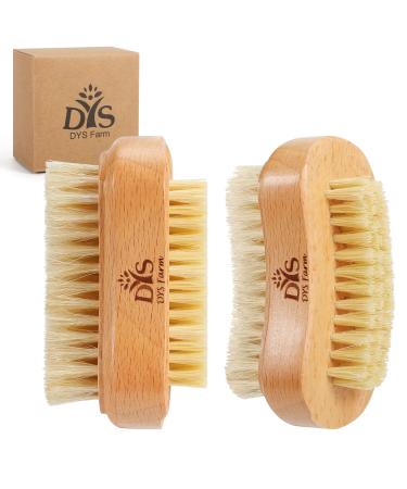 Wooden Finger Nail Brush to Clean Nails, Nail Scrubber for Men Kids Women, Fingernail Brushes for Cleaning Toenails Hand Foot Nail, Natural Boar & Sisal Bristle Two-sided Non-slip Manicure Pedicure
