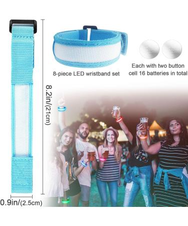 Funmo 8 Pack LED Bracelets - Flashing Light-Up Bands for Kids | Perfect for Parties Concerts and Night Sports - Buy Online on GoSupps.com