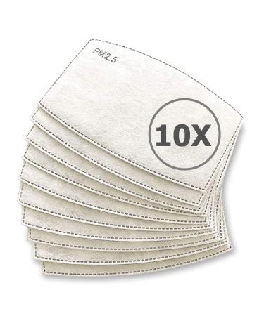 TBOC Replaceable Filter for Mask - Pack 10 Units Set of Disposable Filters with 5 Filtration Layers Soft Breathable Material Prevent Dust Pollution Harmful Substances Protection for Adults Children