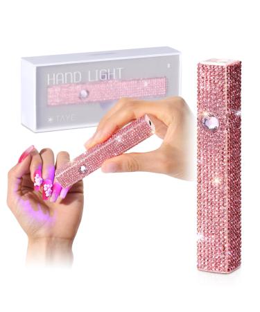 TAYE Handheld UV Nail Lamp UV Light for Gel Nails Portable Mini Nail Light Gel Nail Stickers for Fast Curing Gel Nail Polish USB Nail Dryer for Home DIY Manicure Nail Art (Pink Diamond)