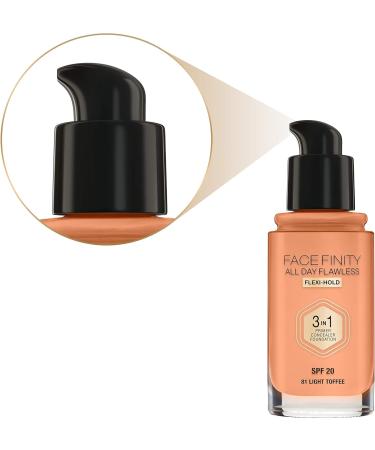 Max Factor Facefinity 3-in-1 All Day Flawless Liquid Foundation SPF 20 - 81 Light Toffee 30 ml - Buy Online on GoSupps.com