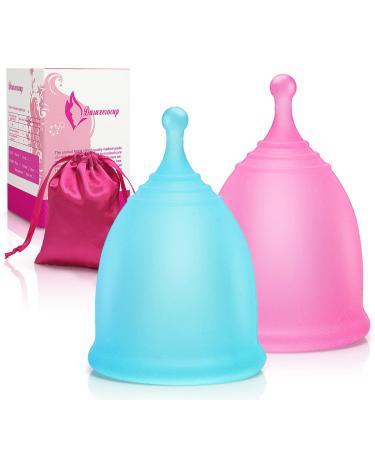 Menstrual Cups Period Cup Multi Pack Heavy Flow Flexible Disposable Softcup Small Or Large Two Pack with Storage Silicone Soft Cups Menstrual Organic Cups Small Small (Pack of 2) Blue and Pink