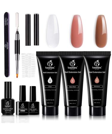 Beetles Poly Nail Gel Extension Gel Kit for Builder Gel Nail Gel Nail Art Design Nail Extension Gel Nail Salon All-in-One French Kit Easy DIY at Home Mother's Day Gift for Women