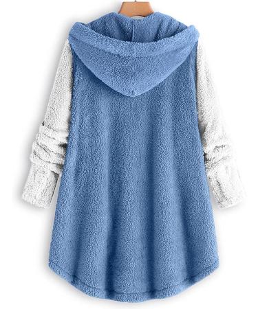 Hanxiulin Women's Oversized Fleece Plush Jacket - Warm Zipper Hoodie for Autumn/Winter Blue - Buy Online on GoSupps.com