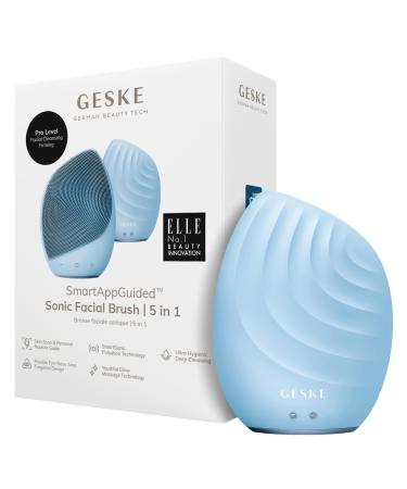 Geske |SmartAppGuided Sonic Facial Brush 5 in 1 |Electric facial cleaning brush |Soft brush made of silicone |Professional facial cleaningFacial cleaning device |Facial massage device aquamarine