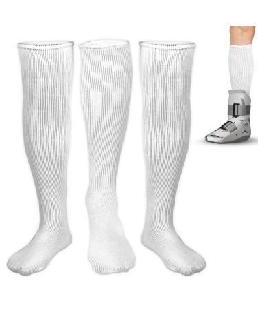 3 Pack - 19" Replacement Sock Liner for Short Aircast Compression Walking Boot Ankle Walker Brace - Breathable Orthopedics Socks for Cast Boot - Walking Boot Socks Women Men One Size Fits Most
