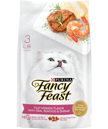 Purina Fancy Feast Dry Cat Food, Filet Mignon Flavor With Real Seafood & Shrimp - 3 lb. Bag