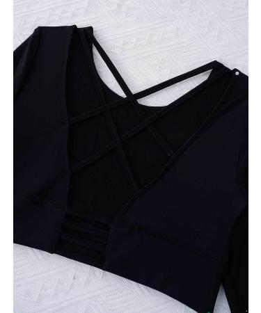 Inhzoy Girls Long Sleeve Crop Tank Top | Dance Gymnastics Yoga Shirt Black 12 - Buy Online on GoSupps.com
