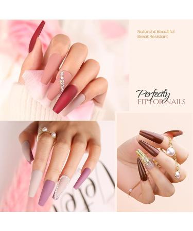 Beetles Acrylic Nail Tips Kit: 15ML Glue Gel, Long Coffin False Nails, UV LED Lamp DIY Nail Art Set - Buy Online on GoSupps.com