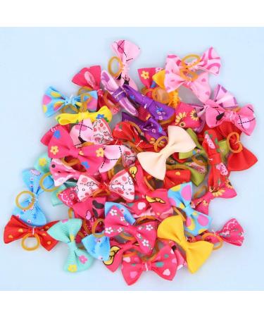 50 Pcs Assorted Dog Hair Bows with Elastic Rubber Bands Cute Patterns Hair Grooming Accessories for Small Dog Cat Puppy - Buy Online on GoSupps.com