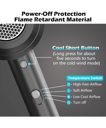 Professional Ionic Hair Dryer 2000W with Diffuser and Nozzles - Fast Drying Blow Dryer for Curly Hair | LokDan UK Black - Buy Online on GoSupps.com