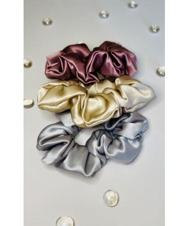 BLP Silk Scrunchie 100% Mulberry Silk 3-Pack - Women's Hair Accessories - Neutral Colors - Sleep Hair Tie - Stocking Stuffer Ideas - Buy Online on GoSupps.com