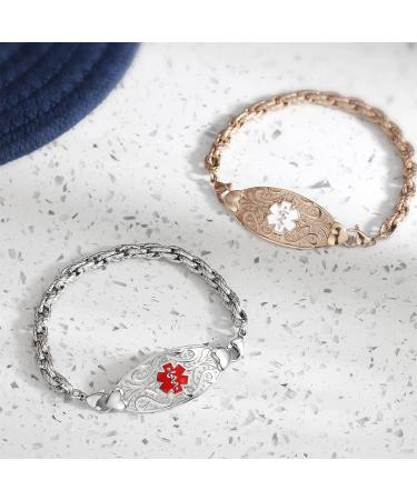 Astery MunsteryAid Custom Medical Alert Bracelet for Women - Rose Gold 8.0 Inches - Buy Online on GoSupps.com