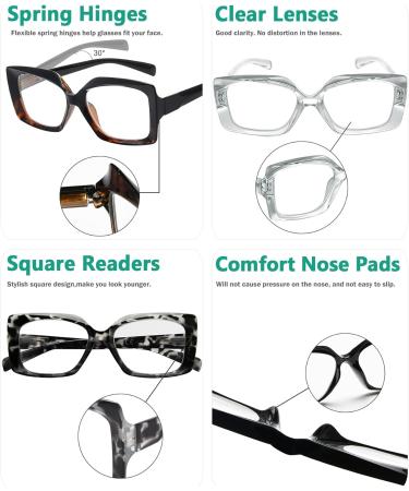Eyekepper 4 Pack Oversized Square Reading Glasses for Women +2.75 - Stylish & Comfortable - Buy Online on GoSupps.com