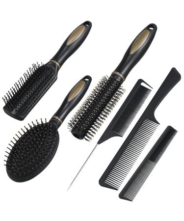 6 Piece Hair Brush Set Massage Combs Multiple Styles Brush Hair for Women Men Home Use Travel - Buy Online on GoSupps.com