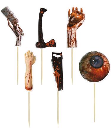 Gyufise 36Pcs Horror Halloween Cupcake Toppers Bloody Eyes Hand Vampire Zombie Party Knife Cake Topper Decorations for Halloween Horror Movie Theme Birthday Baby Shower Supplies - Buy Online on GoSupps.com